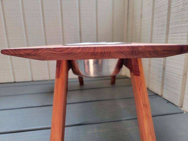 Cedar Mid Century Modern Raised Dog Bowl Stand Elevated Pet Bowl Stand