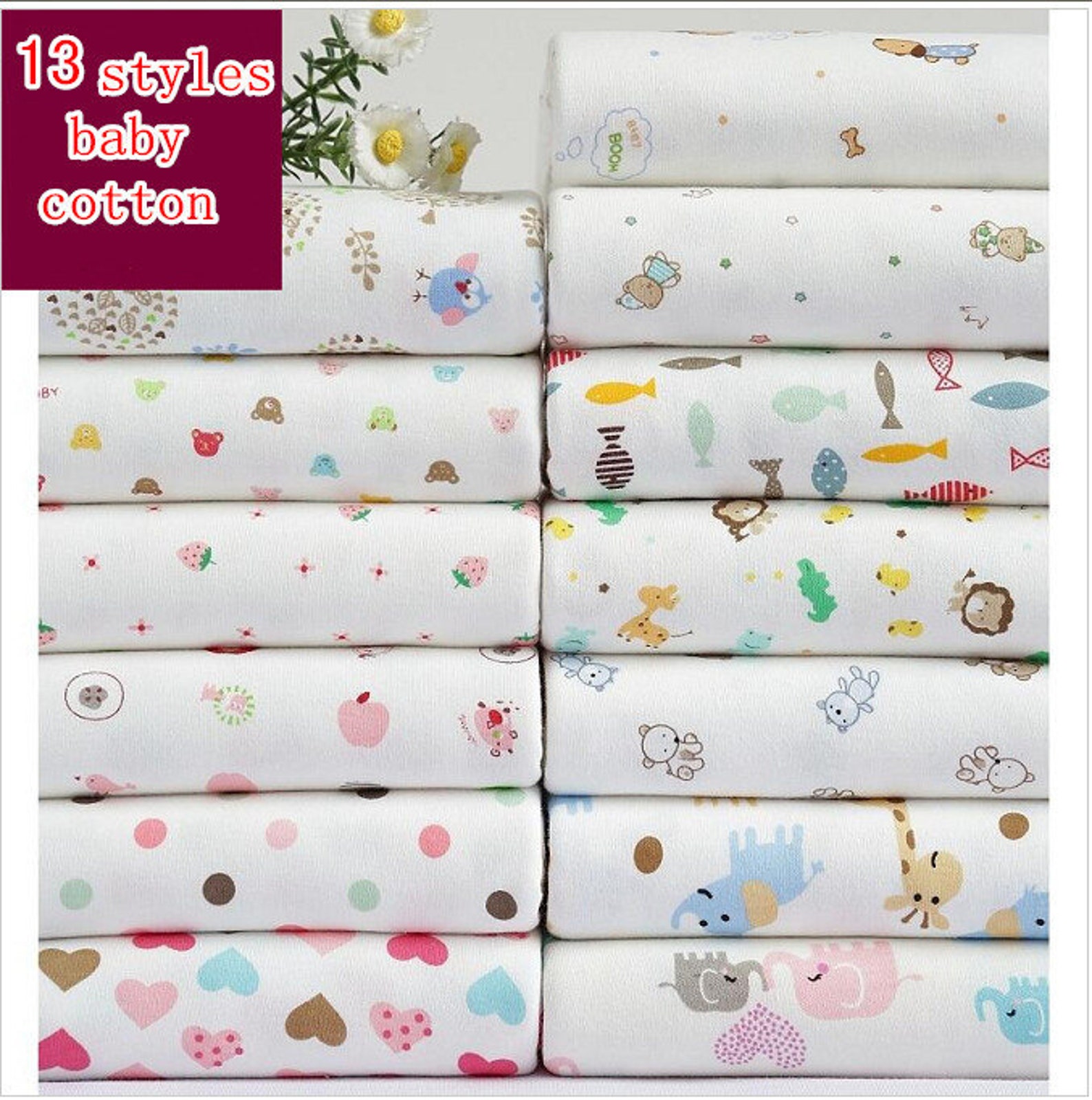 13 Styles Baby Cotton Fabric /best Quality of Cotton Knitted Etsy