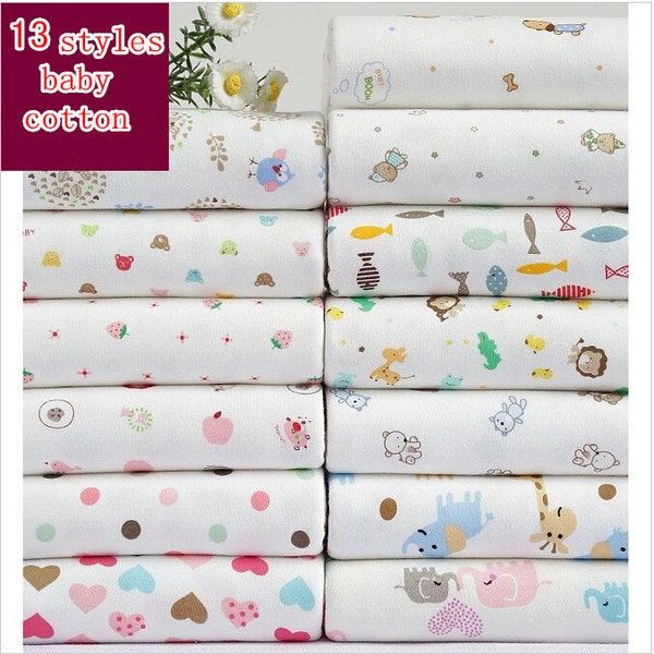 13 styles Baby cotton fabric  /best quality of cotton knitted cotton cloth/ baby cloth / slobber towel / children cloth--1/2 yard