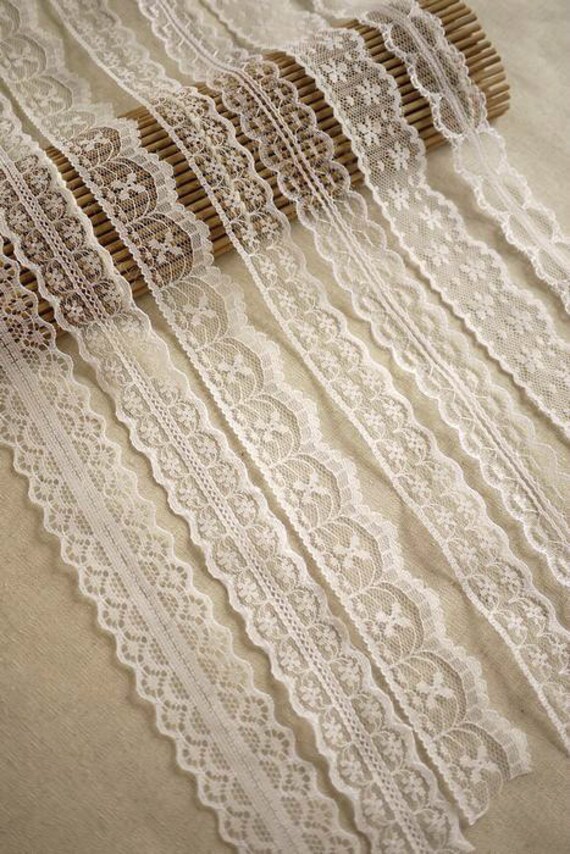 22 Types Pure White Fiber Lace Fabric Trim pure White Floral