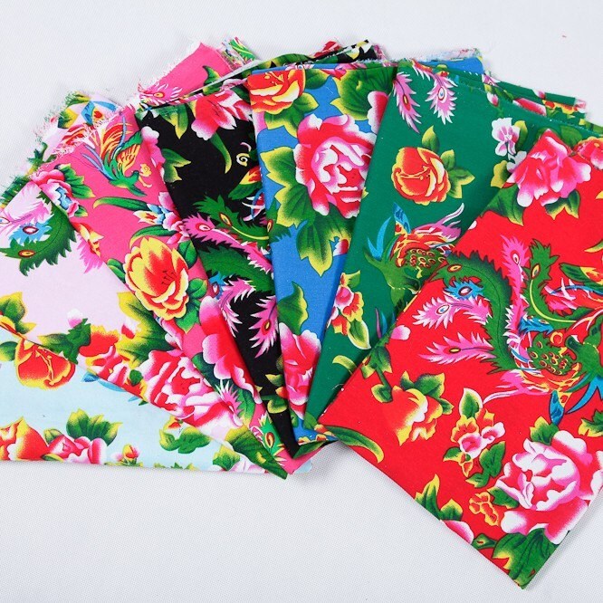 Chinese Traditional Fabric Red Peony Cotton Fabric Cotton Etsy