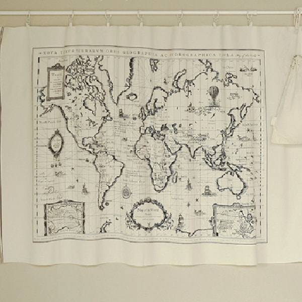 Vintage world map Cotton Linen Fabric,map of the world fabric,Curtain fabric/ bag/ quilting/ table runner/ pillow cover - 70*145 cm