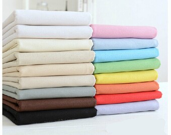 Pure color Linen Cotton Fabric, Plain White Beige Yellow Tan Grey Black Pink Blue Red Green Linen - 1/2 yard