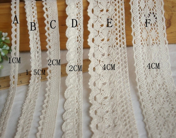 Beige Cotton Lace Fabric Trim 6 Cotton Net Lace Ribbon -