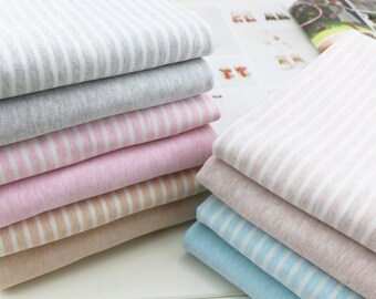 Cotton elastic grinding wool knitted fabric,stripe fabric , Cotton knitted fabric , baby cloth / slobber towel / children cloth--1/2 yard