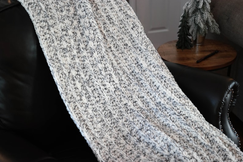 Ivory Tweed Throw Blanket handmade with Bernat Blanket Yarn Etsy