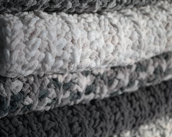 Chunky Stitch Blanket | Cozy Chenille Blanket | Custom Order | Twin | Full | Queen | King | Handmade | Bernat Blanket Yarn | Twin to King
