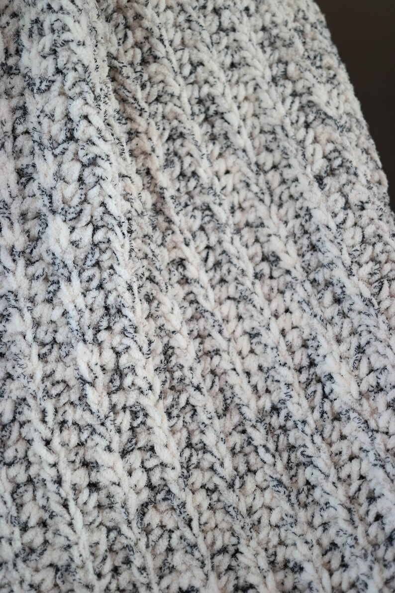 Ivory Tweed Throw Blanket handmade with Bernat Blanket Yarn Etsy