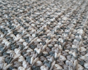 Chunky Stitch Blanket | Cozy Chenille Throw Blanket | Housewarming Gift | Best Seller | Neutral Home Decor | Handmade | Weathered Wood