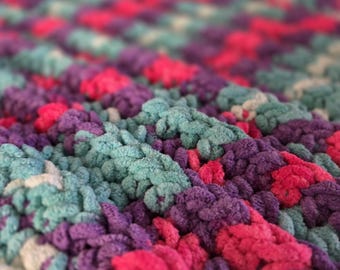 Chunky Stitch Blanket | Cozy Chenille Baby Blanket | New Baby Gift | New Mom Gift | Baby Girl Blanket | Handmade | Unicorn Brights