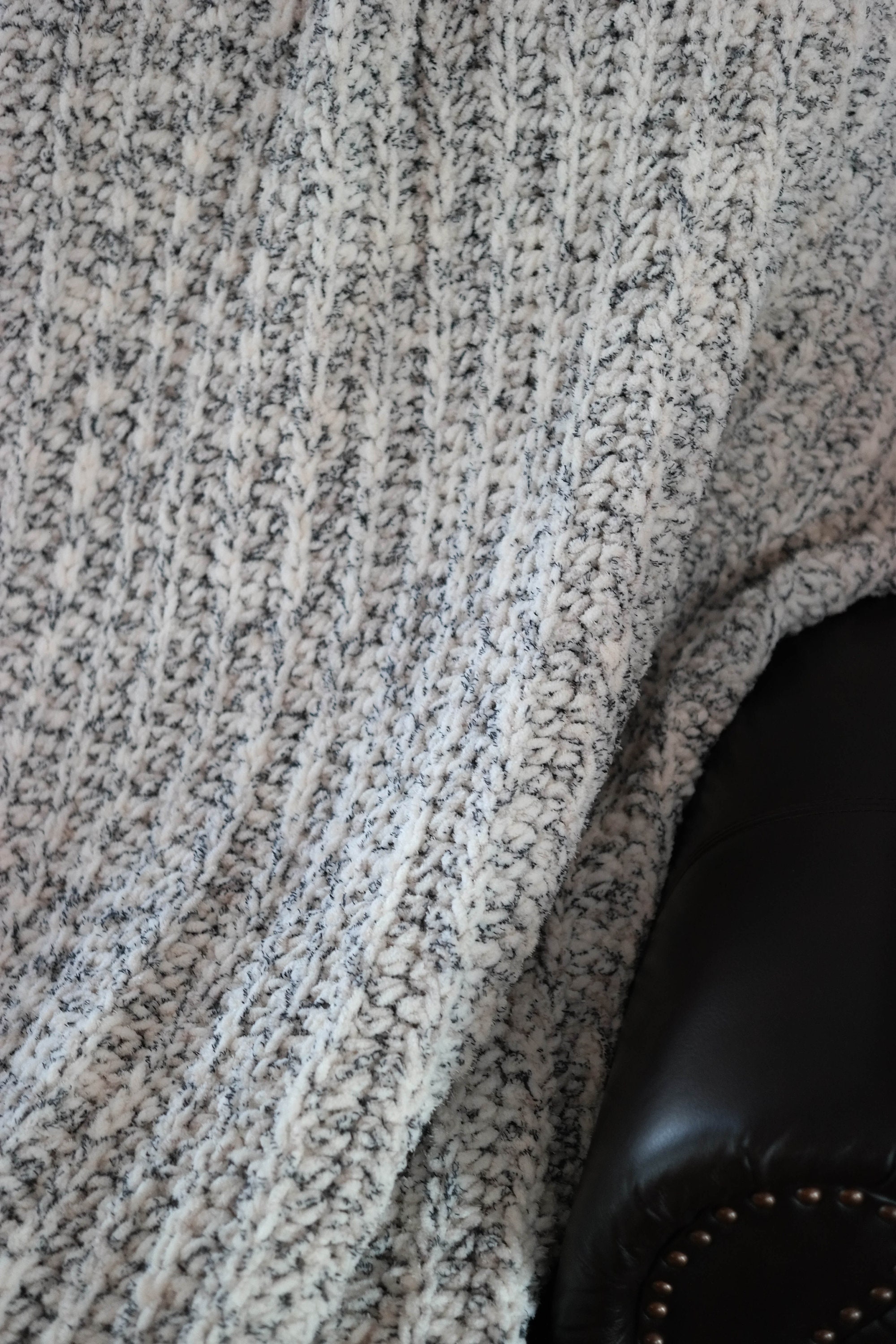 Ivory Tweed Throw Blanket handmade with Bernat Blanket Yarn Etsy