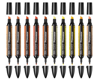 Winsor & Newton Twin Tip ProMarker Alcohol Marker Pens (Yellow and Orange Colours)