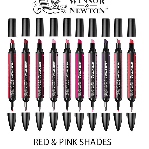 Winsor & Newton Twin Tip ProMarker Alcohol Marker Pens (Red and Pink Colours)