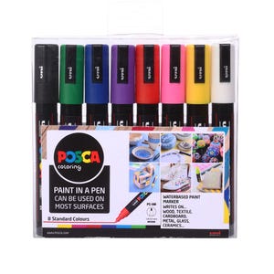 Uni POSCA Paint Markers PC-5M Set of 8 Assorted Colours