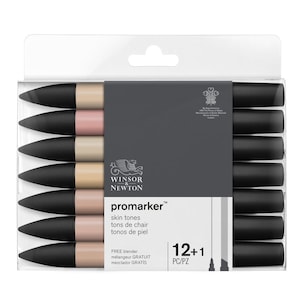 Winsor & Newton Promarker Twin-Tip Graphic Markers Skin Tones 12+1 Set