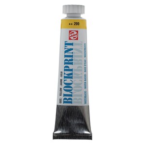 May include: A tube of yellow water-based block printing paint. The tube is labeled "Blockprint" and "Geel - Yellow - Jaune - Gelb". The label also says "Waterbasis - Water-Based - Base d'Eau - Wasserbasis".
