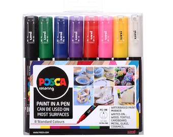 Uni POSCA Paint Markers PC-1M Extra-Fine Nib Sets of 8 Standard OR Pastel Colours