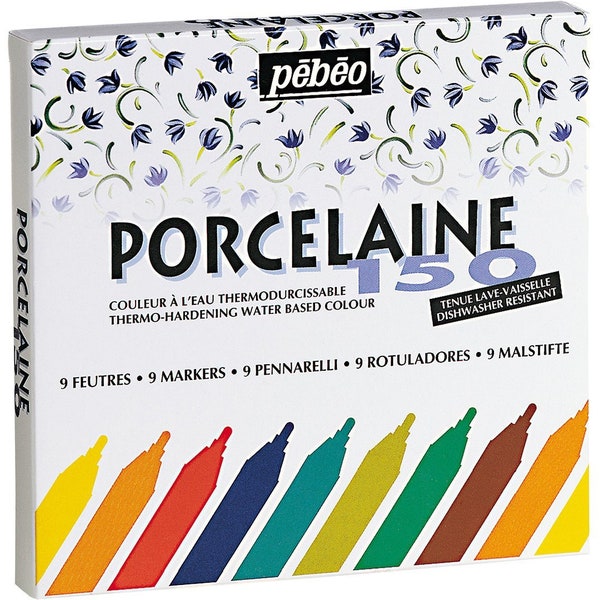 Pebeo Porcelaine 150 Permanent Keramik Paint Marker Sets mit 9 Farben