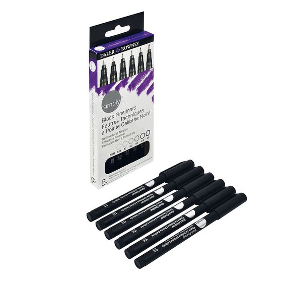 Daler Rowney Simply Black Fineliner Pen Set of 6 