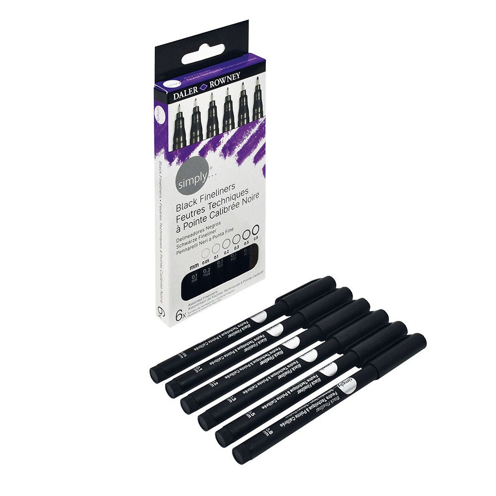 Liquidraw 12 Black Fineliner Pens Set Fine Point Pens 0.4mm Black
