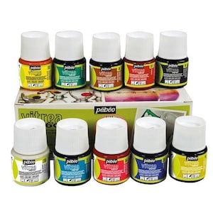Pebeo Vitrea 160 Permanent Glass Paint Assorted Colours 10 x 45ml Box Set