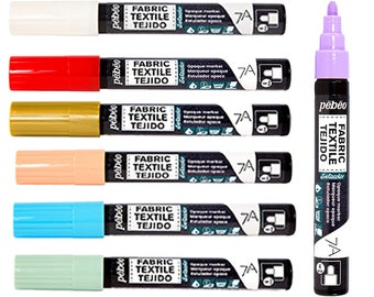 Pebeo 7A Opaque Fabric Paint Marker with 4mm Bullet Nib - 18 Colours