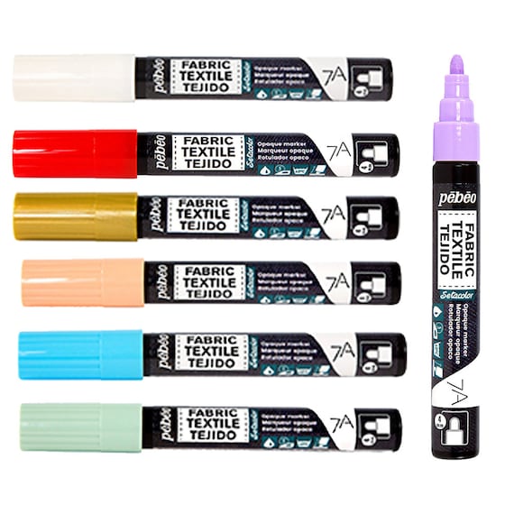Pebeo 7A Opaque Fabric Paint Marker with 4mm Bullet Nib - 18 Colours