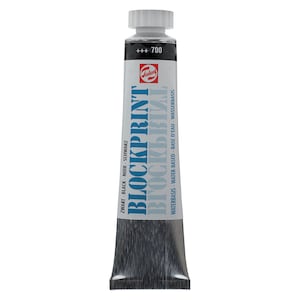 May include: A tube of black water-based block printing ink. The tube is labeled "Blockprint" in blue lettering and "Waterbasis - Water-Based - Base d'Eau - Wasserbasis" in smaller black lettering.