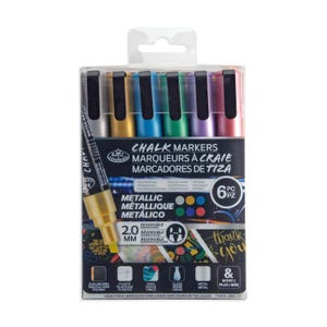 Royal & Langnickel Pennarelli a gesso liquido con punta fine reversibile, set da 6