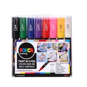 Marqueurs de peinture Uni POSCA PC-1M Pointe extra-fine Ensembles de 8 couleurs standard ou pastel