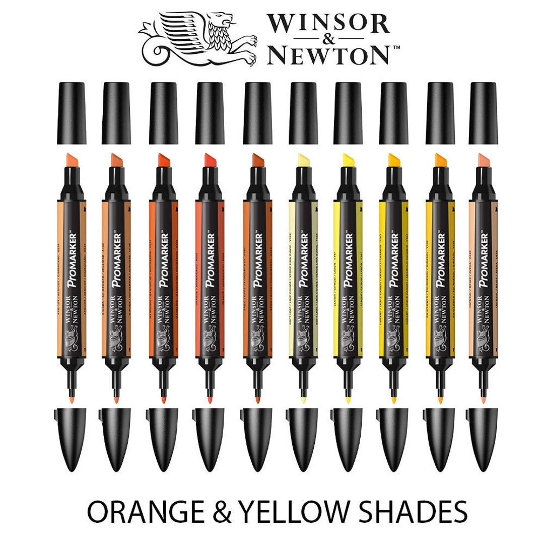 Winsor & Newton Twin Tip Promarker Alcohol Marker Pens yellow and Orange  Colours -  UK