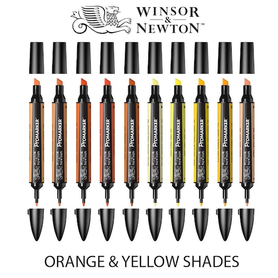 Winsor & Newton Twin Tip Promarker Alcohol Marker Pens yellow and