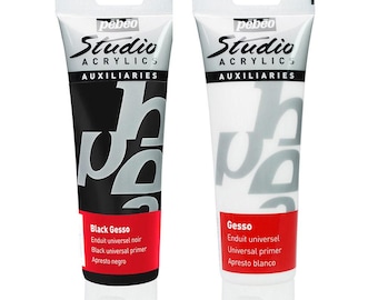 Pebeo Studio Acrylics Gesso Painting Primer 250ml in Black or White