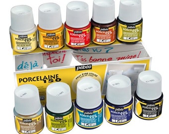 Pebeo Porcelaine, 150 peintures céramiques permanentes, couleurs assorties, coffret de 10 x 45 ml