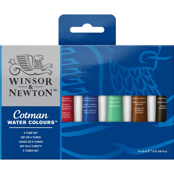 Winsor & Newton Cotman Water Colour 6 x 8ml Assorted Colour Tube Set