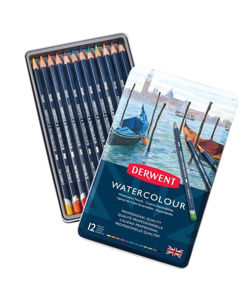12 Watercolor Pencils, Derwent Inktense Watercolor Water Soluble