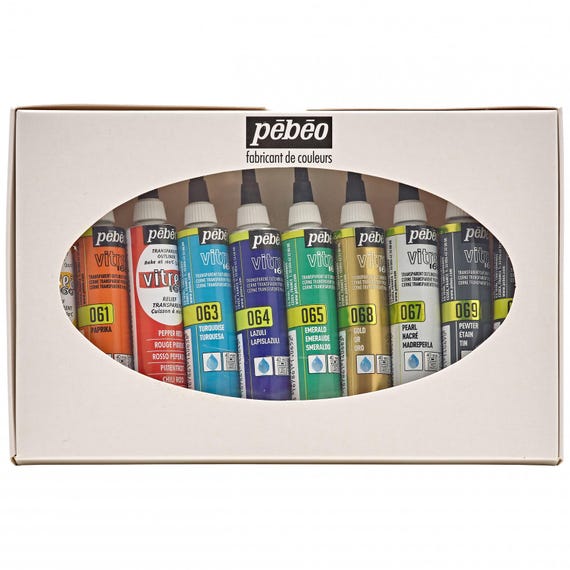 Pebeo Vitrea 160 Glass Paint Outliner Set 10 x 20ml Assorted Colours
