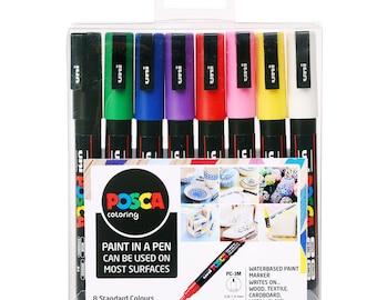 Uni POSCA Paint Markers PC-3M Fine Nib Sets of 8 (Assorted Colours)