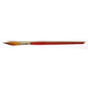 May include: A red handled paint brush with a long, thin, pointed bristle head. The brush is labeled "Artist's Brush, Extra Fine, Series 100".