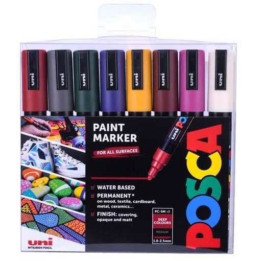 POSCA 8-Color Paint Marker Set, PC-1M Extra -Fine 