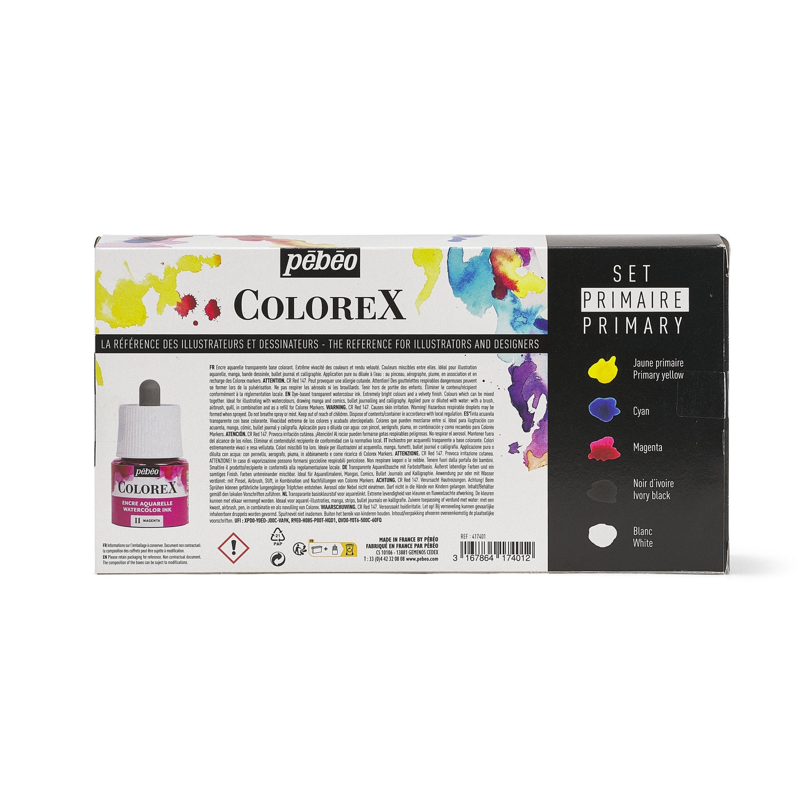 Pebeo Colorex Encre Aquarelle Primaire Set 5 x 45 ml -  France