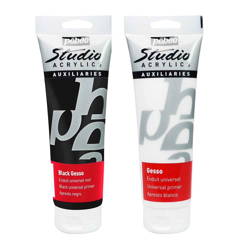 Pebeo Studio Acrylics Gesso Painting Primer 250ml in Black or White 