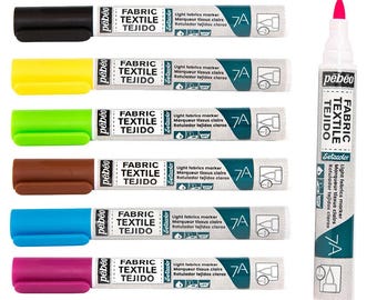 Pebeo 7A Light Fabric Paint Marker with 1mm Brush Nib - 18 Permanent Colours