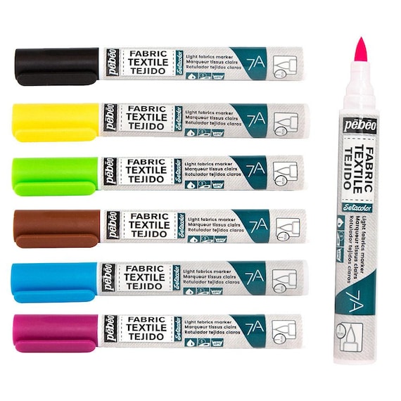 Pebeo 7A Light Fabric Paint Marker with 1mm Brush Nib - 18 Permanent Colours