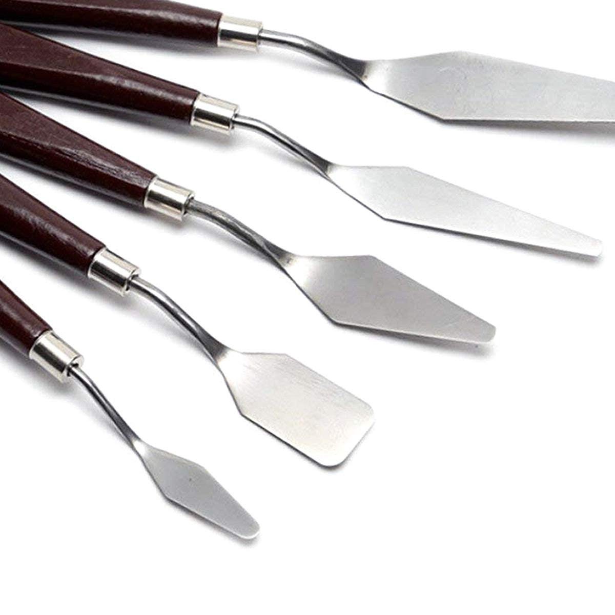 5 Pezzi Di Coltelli Per Pittura In Acciaio Inossidabile, Raschietto Per Pittura A Olio Set Di Spatole Per Pittura Acrilica E Pittura A Olio 83129596 - Foto 4
