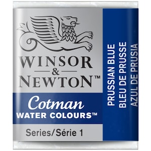May include: A Winsor & Newton Cotman water colour paint tube in series 1. The tube is labelled "Prussian Blue" in English, French, and Spanish.