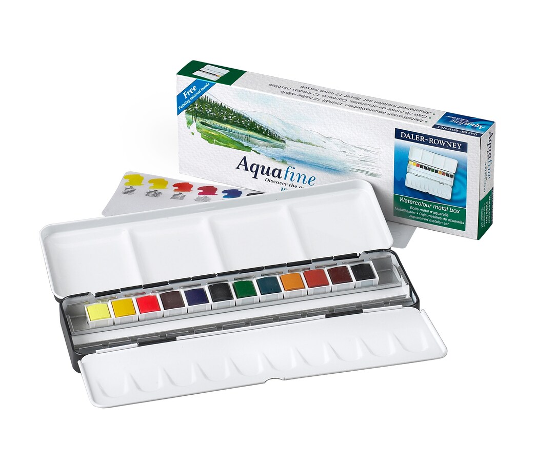 Daler Rowney アクアファイン 水彩絵の具 缶入り 12色セット - Etsy 日本