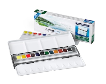 Daler Rowney Aquafine Watercolour Paint Tin Box Set of 12 Colours