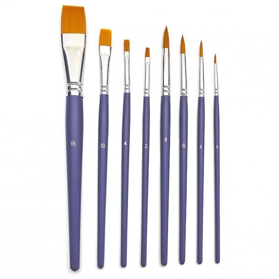 Pebeo Art and Craft Paint Brush Round & Flat Set of 8 for Deco and Acrylic  
