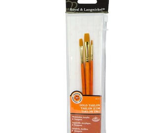 Royal & Langnickel Gold Taklon Flat Shader Paint Brush Set of 3